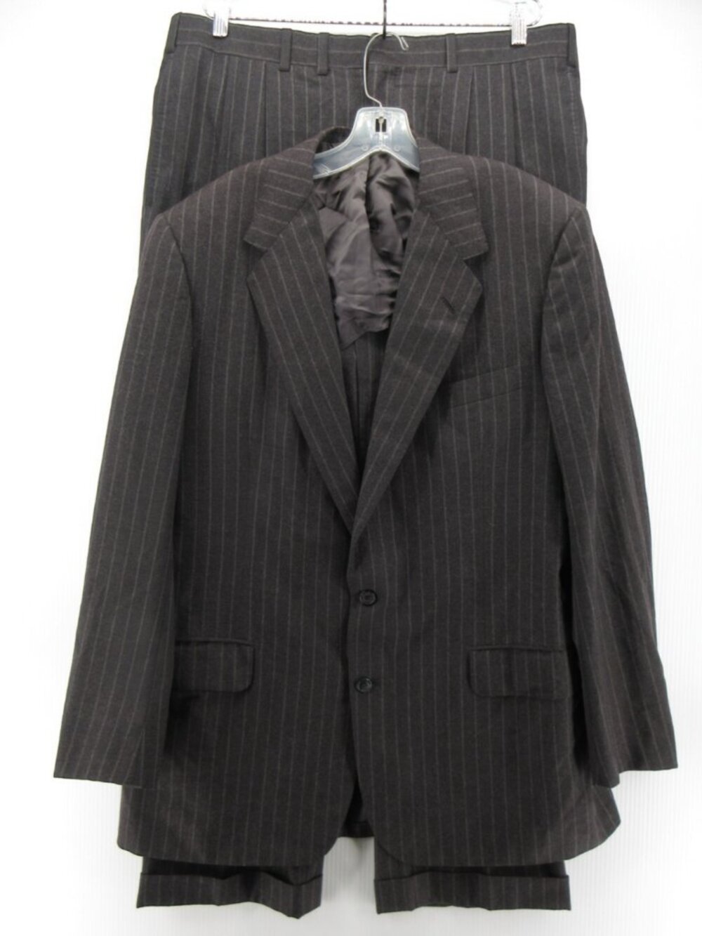 Oxxford Clothes Suit 44 Tall Bergdorf Pinstripe Wool Super 100s 38X30 *